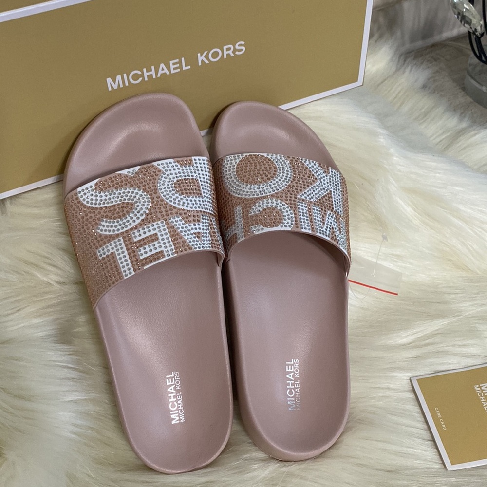 New In box Bling Michael Kors Sandals Slide 7